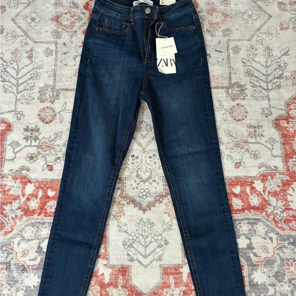 Zara Women's Dark Blue Skinny Jeans
